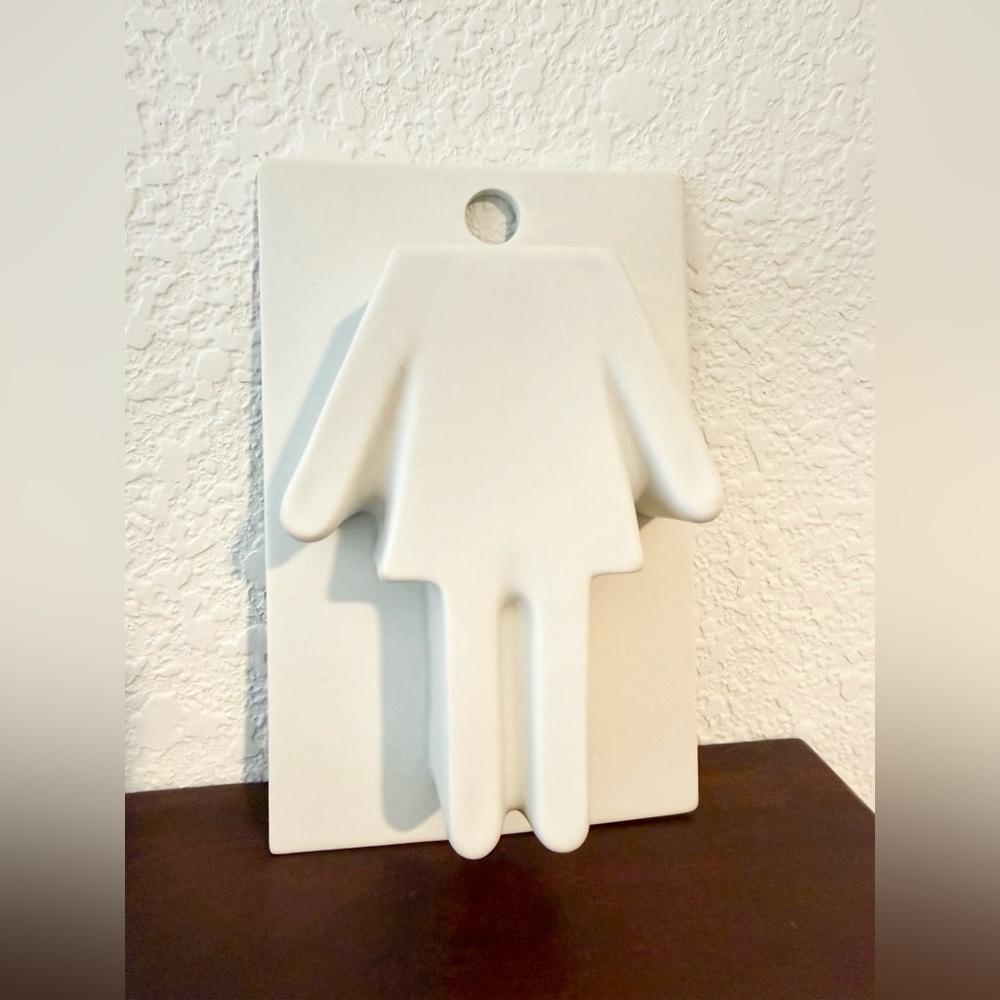 MOVING SALE | NWT CB2 White Stoneware Wall Vase, Modern Female Symbol